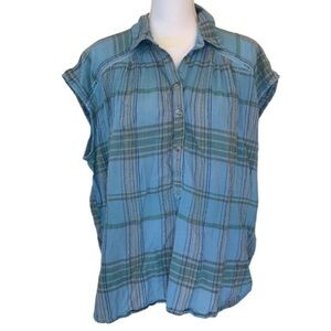 Pilcro Blue Plaid Women's Top